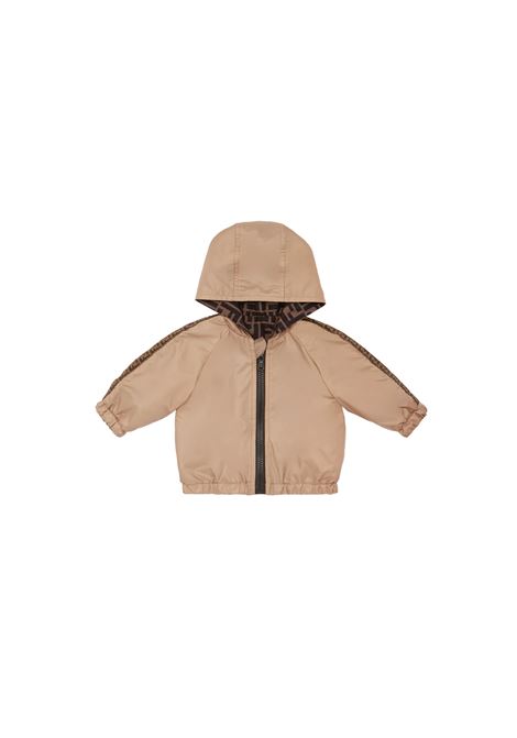 Beige Reversible Windbreaker Jacket FENDI KIDS | BUA037-AS56F1F4G