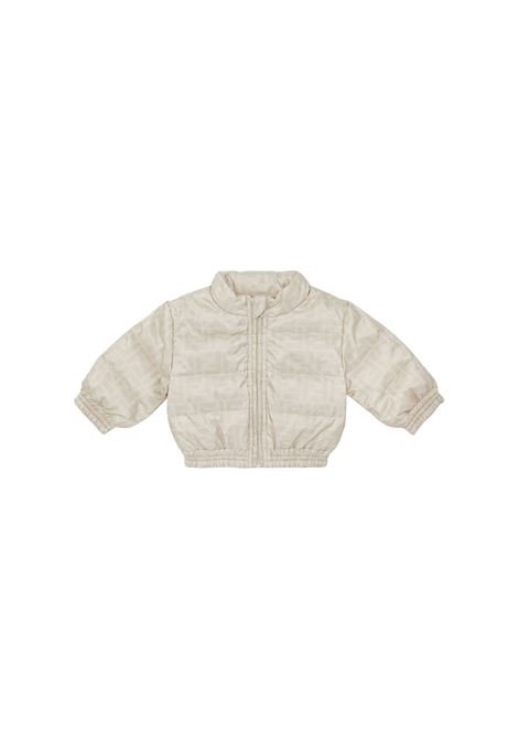 Beige FF Nylon Down Jacket FENDI KIDS | BUA088-AOC0F19J5