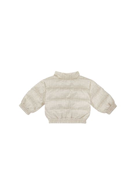 Beige FF Nylon Down Jacket FENDI KIDS | BUA088-AOC0F19J5