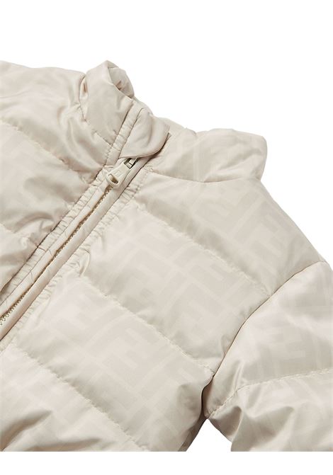 Beige FF Nylon Down Jacket FENDI KIDS | BUA088-AOC0F19J5