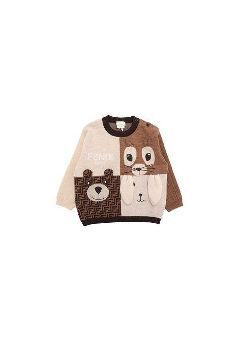 Sweater With Animal Mascots FENDI KIDS | BUG170-ARTBF0ZA0