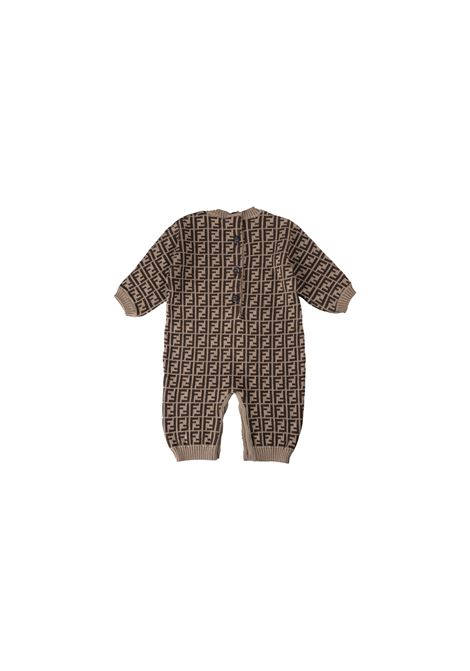 Tutina In Cotone e Cashmere Con Motivo FF All-Over FENDI KIDS | BUL048-A3TEF0LMJ