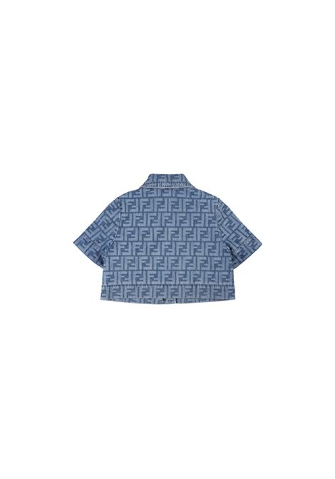 Camicia In Denim FF Blu Medio FENDI KIDS | JFA201-ARSHF0QG0