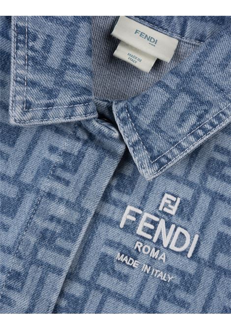 Camicia In Denim FF Blu Medio FENDI KIDS | JFA201-ARSHF0QG0