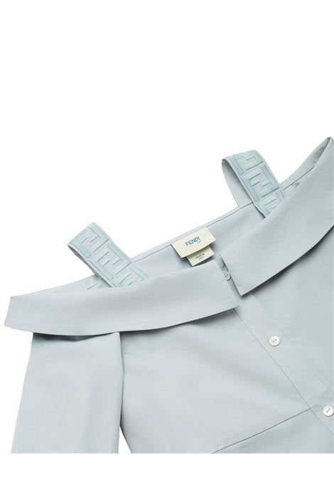 Pale Blue Poplin Dress FENDI KIDS | JFB694-AEXZF08S8