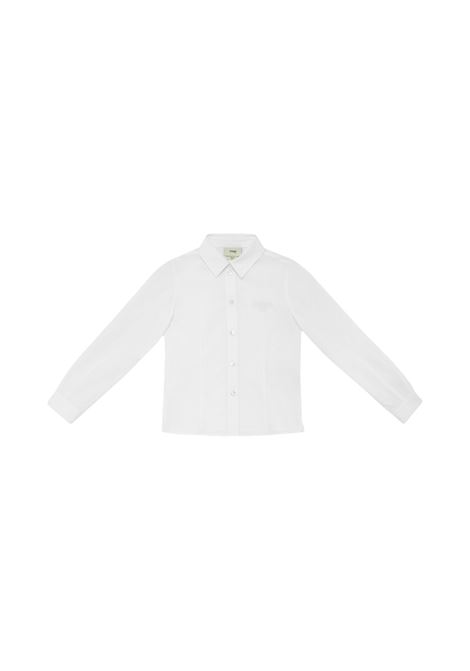 FENDI KIDS Camicia In Popeline Di Cotone Gesso Con Logo - FENDI KIDS