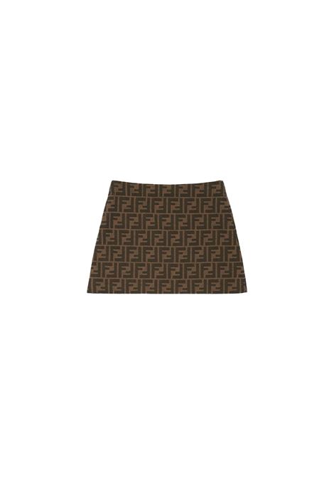 Brown Skirt With FF Logo and Motif FENDI KIDS | JFE151-AQTKF15B6