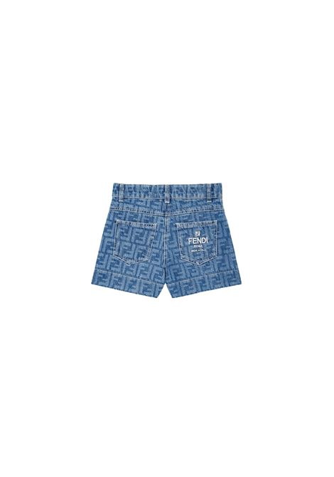 Medium Blue FF Denim Shorts FENDI KIDS | JFF340-ARSHF0QG0