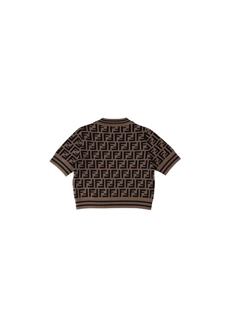 Pullover a Maniche Corte Con Motivo FF All-Over FENDI KIDS | JFG069-AEYDF15B6