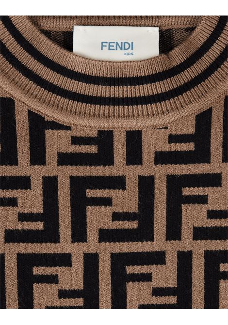 Pullover a Maniche Corte Con Motivo FF All-Over FENDI KIDS | JFG069-AEYDF15B6