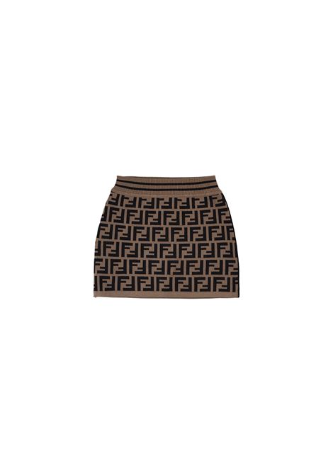 Gonna Corta Con Motivo FF All-Over FENDI KIDS | JFG070-AYEDF15B6