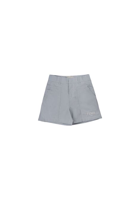 Bermuda Shorts In Pale Blue Poplin FENDI KIDS | JMF476-AEXZF08S8