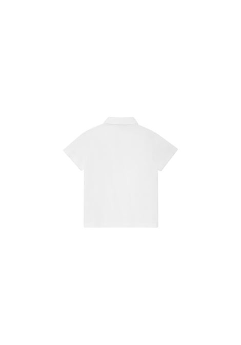 Chalk White Cotton Pique Polo Shirt with Blue Stamp FENDI KIDS | JMI459-AVPF0TU9