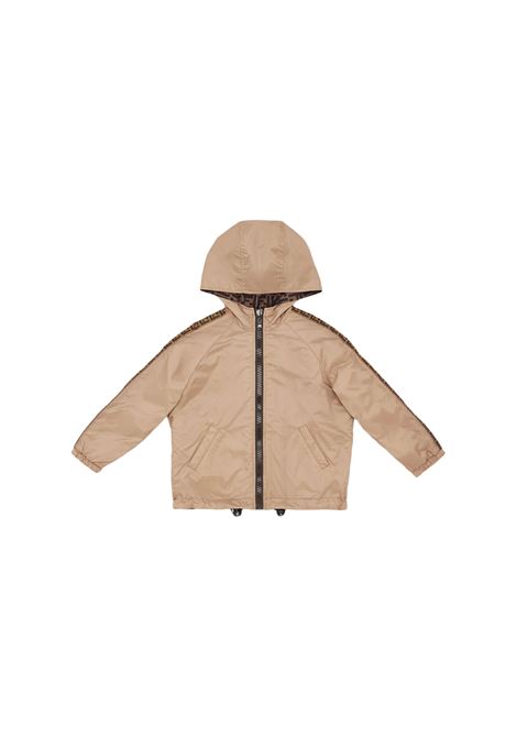 Beige Reversible Windbreaker Jacket FENDI KIDS | JUA092-AS56F1F4G