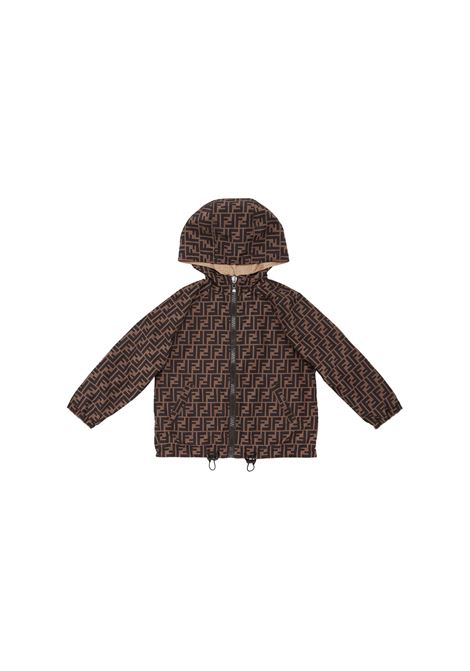 Beige Reversible Windbreaker Jacket FENDI KIDS | JUA092-AS56F1F4G