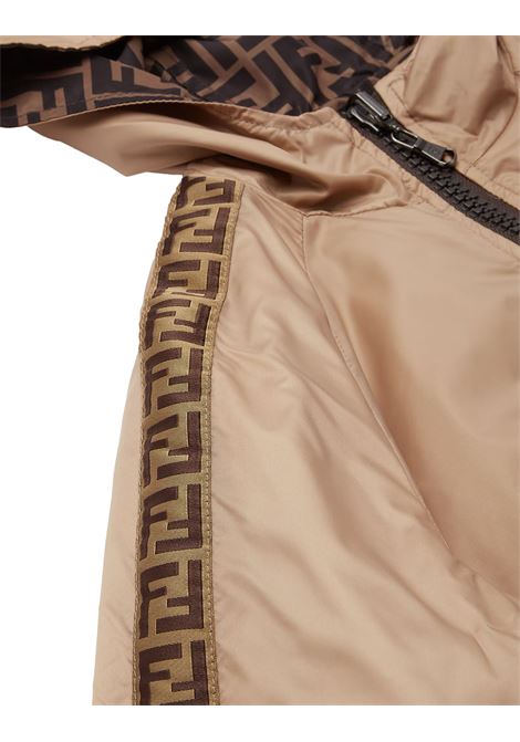 Beige Reversible Windbreaker Jacket FENDI KIDS | JUA092-AS56F1F4G