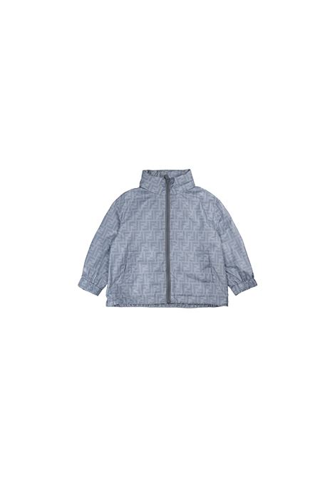 Light Blue Windbreaker Jacket With All-Over Monogram FENDI KIDS | JUA212-AOC0F08S8