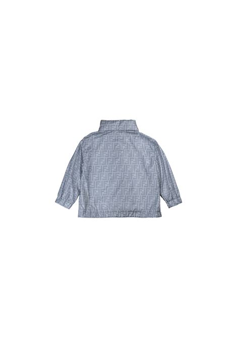 Light Blue Windbreaker Jacket With All-Over Monogram FENDI KIDS | JUA212-AOC0F08S8