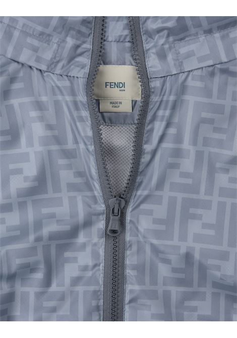 Light Blue Windbreaker Jacket With All-Over Monogram FENDI KIDS | JUA212-AOC0F08S8