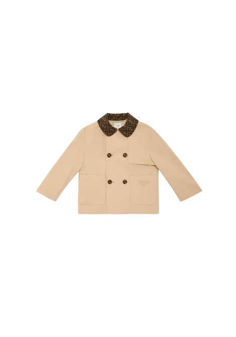 Desert Gabardine Double-Breasted Jacket With Embroidery FENDI KIDS | JUA216-ART2F1P2P