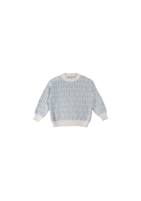 Maglione Bianco e Azzurro Con Motivo FF FENDI KIDS | JUG175-AMJFF1PEZ