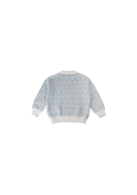 Maglione Bianco e Azzurro Con Motivo FF FENDI KIDS | JUG175-AMJFF1PEZ