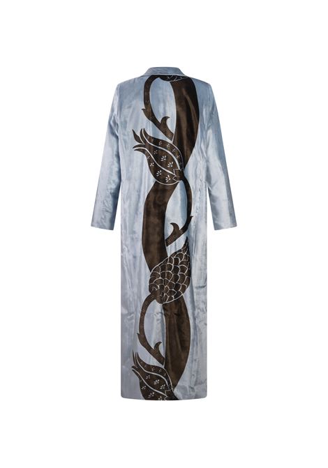 Light Blue Proto Long Coat with Venetian Decorated Stripes FOR RESTLESS SLEEPERS | CP000826-TE00796114