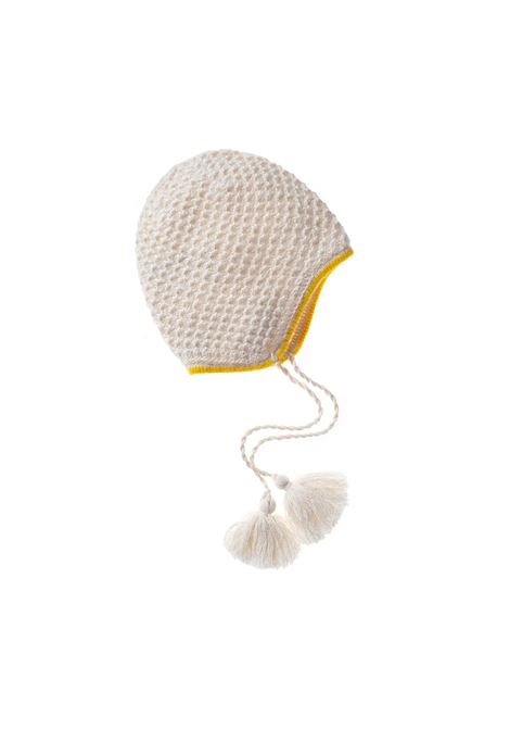 White Peruvian Hat With Braids and Pompoms GENSAMI | CAP01-B-APEBIANCO LATTE