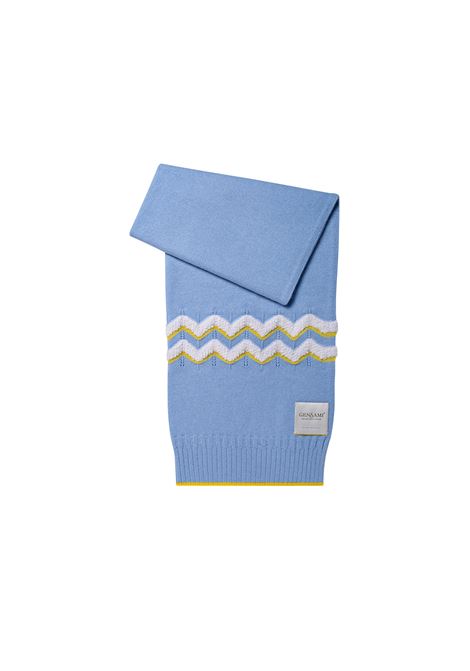 Light Blue Cashmere Blanket With Boucle' Motif GENSAMI | COP01-B-WSAZZURRO CIELO/BIANCO LATTE