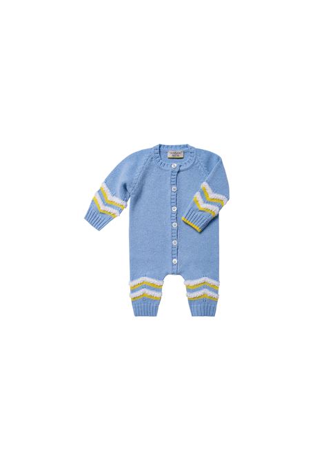 Light Blue Cashmere Romper With Boucle' Motif GENSAMI | TU01-B-WSAZZURRO CIELO/BIANCO LATTE