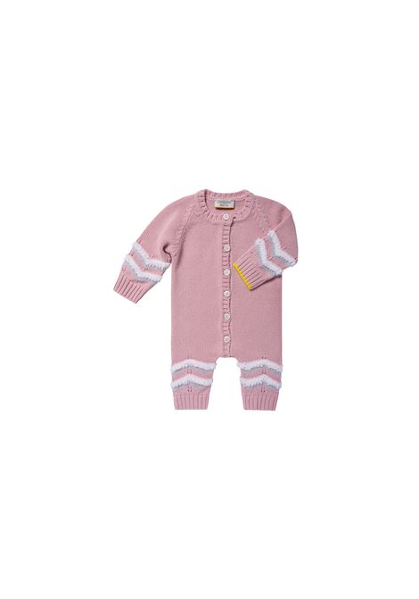 Pink Cashmere Romper With Boucle' Motif GENSAMI | TU01-B-WSROSA CAMEO/BIANCO LATTE