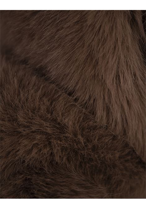 Long Brown Faux Fur Coat With Brooch GIUSEPPE DI MORABITO | 03PFCO041-0333330