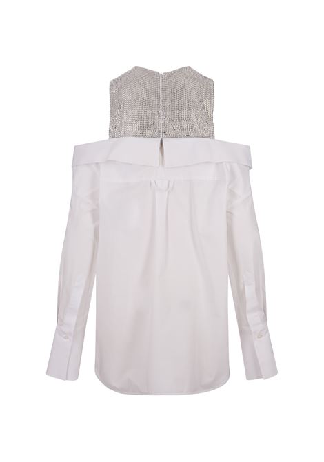 Rhinestone Top & Oversize Shirt Mini Dress In White GIUSEPPE DI MORABITO | 03PFDR401C-0328201