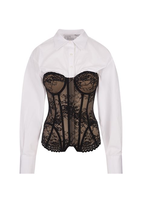 GIUSEPPE DI MORABITO Camicia Top e Bustier Lingerie Bianca - GIUSEPPE DI MORABITO