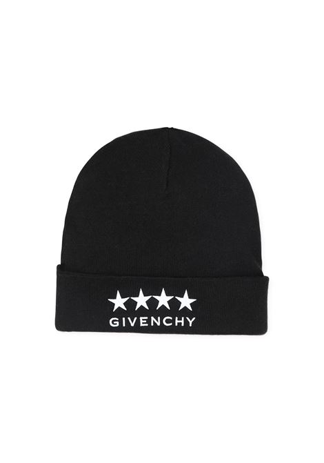 Black Beanie With Logo and Stars GIVENCHY KIDS | H3029609B