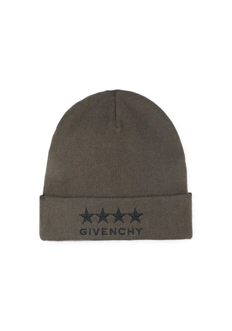 Green Beanie With Logo and Stars GIVENCHY KIDS | H30296724