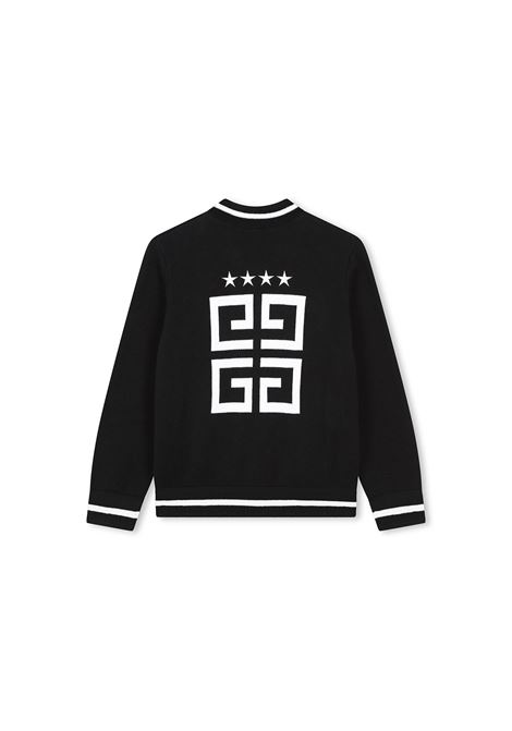 Cardigan Zip-Up Nero Con Logo GIVENCHY KIDS | H3031309B