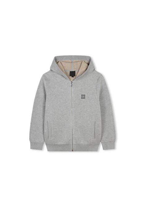 Grey Zip-Up Hoodie with 4G Motif GIVENCHY KIDS | H30315A17