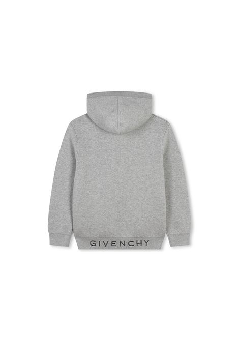 Felpa Zip-Up Grigia Con Cappuccio e Motivo 4G GIVENCHY KIDS | H30315A17