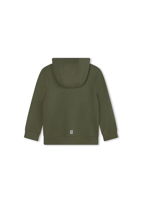 Felp Zip-Up Verde Con Cappuccio e Logo Lettering GIVENCHY KIDS | H30319724