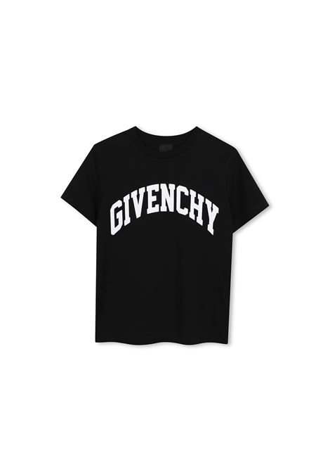 T-Shirt Nera Con Logo Lettering GIVENCHY KIDS | H3033609B