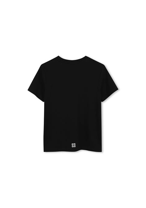 T-Shirt Nera Con Logo Lettering GIVENCHY KIDS | H3033609B