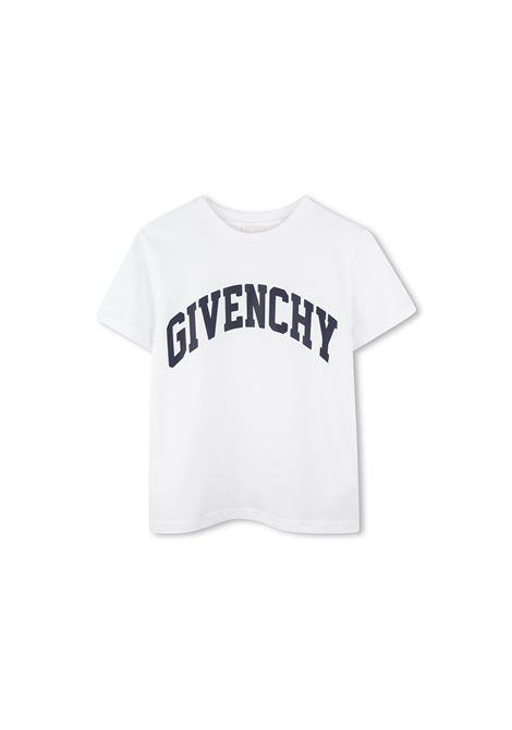 T-Shirt Bianca Con Logo Lettering GIVENCHY KIDS | H3033610P