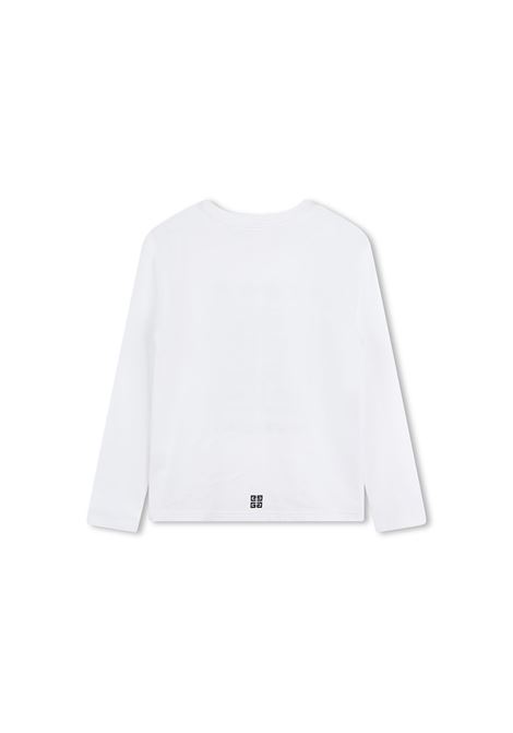 T-Shirt a Maniche Lunghe Bianca Con Stampa GIVENCHY 4G GIVENCHY KIDS | H3034110P