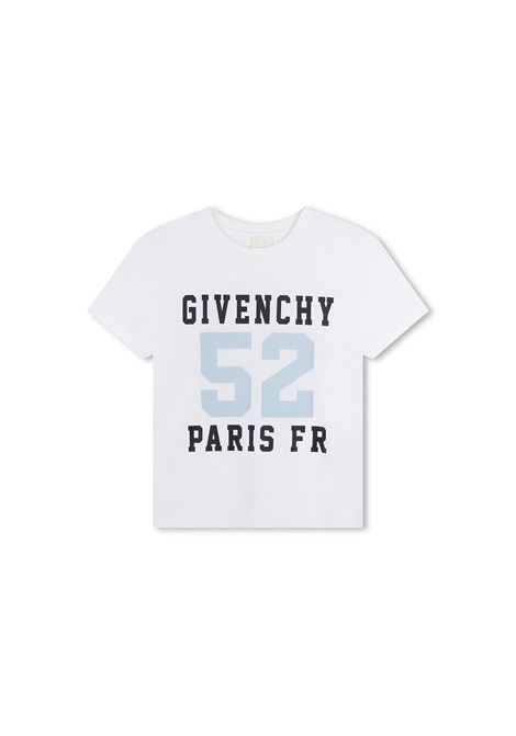 T-Shirt Bianca Con Stampa Grafica GIVENCHY 4G Su Fronte e Retro GIVENCHY KIDS | H3034510P