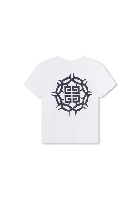 White T-Shirt With Front and Back GIVENCHY 4G Graphic Print GIVENCHY KIDS | H3034510P