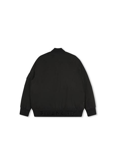 Black Fabric Bomber Jacket With Logo Application GIVENCHY KIDS | H3036209B