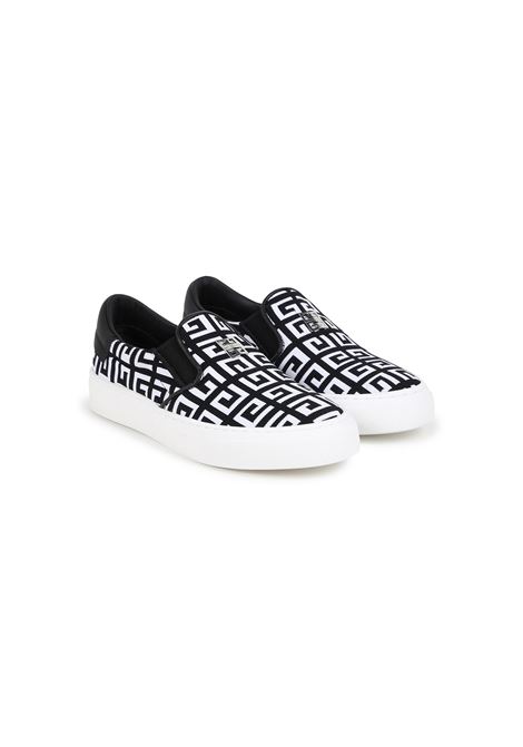 4G Slip-On Sneakers In Black and White GIVENCHY KIDS | H30370M41