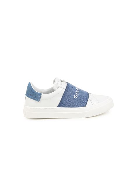 Sneakers Urban Street In Bianco e Denim Blu GIVENCHY KIDS | H3037210P