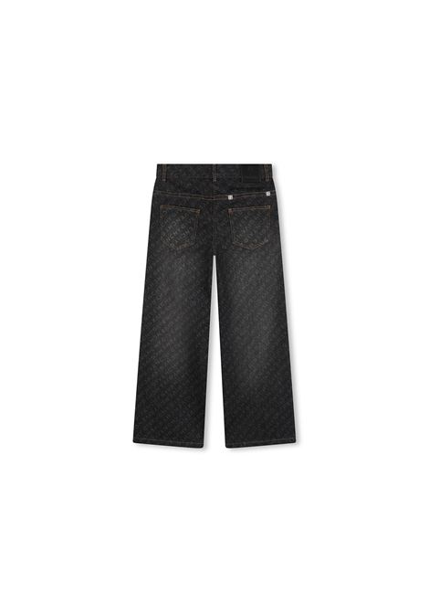 Jeans Dritti Neri Con Stampa Logo All-Over GIVENCHY KIDS | H30409Z11